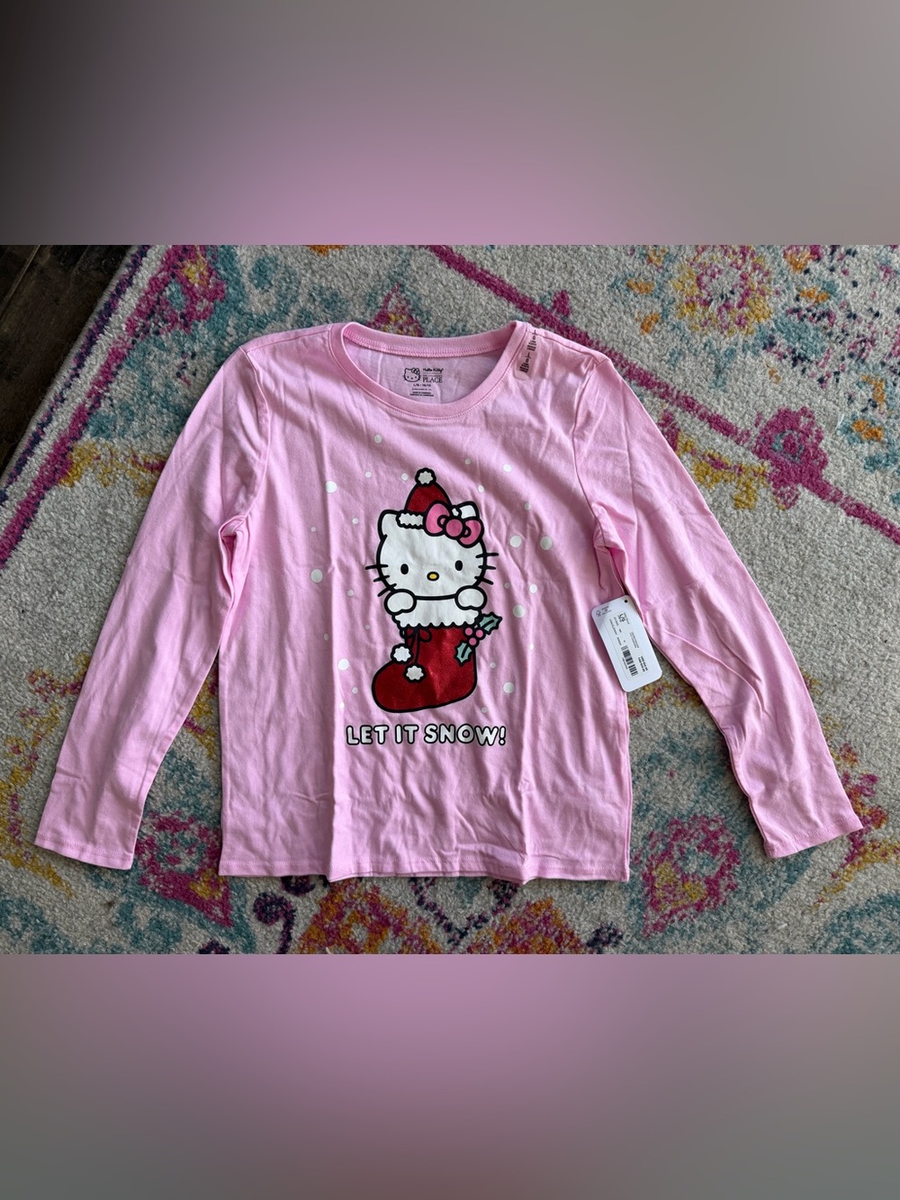 The Children's Place Pink Hello Kitty Holiday Long Sleeve Tee